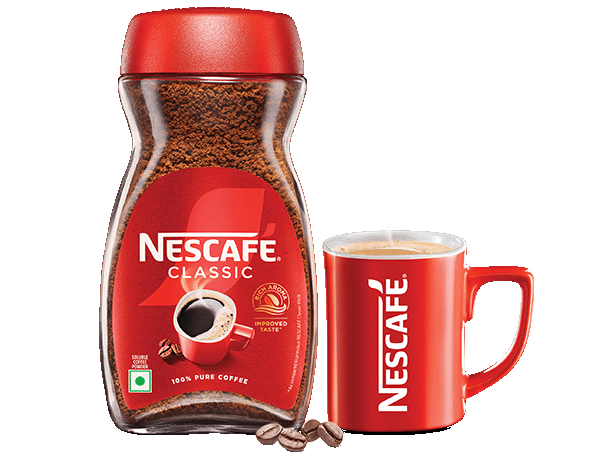 NESCAFÉ Classic jar with a cup of coffee