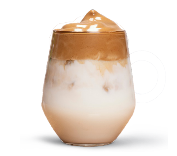 Dalgona coffee in a glass